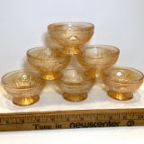 Set of 6 Jeanette Glass Iris & Herringbone Dessert Cups