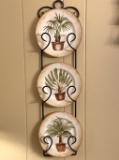 Set of 3 Palm Collectible Plates with Black Wire Plate Holder