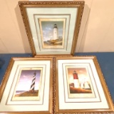 Set of 3 Framed & Matted Lighthouse Prints