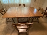 Vintage Drop-Leaf Dining Table with 4 Chairs
