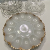 Milk Glass Egg Plates & Clear Glass Dishes
