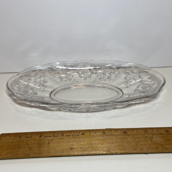 Oblong Glass Etched Dish