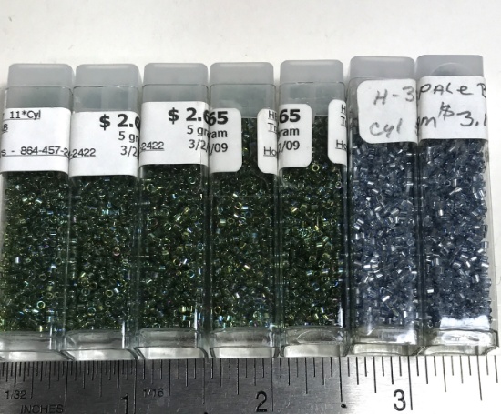 Lot of Transparent Olive AB: Pale Blue Beads