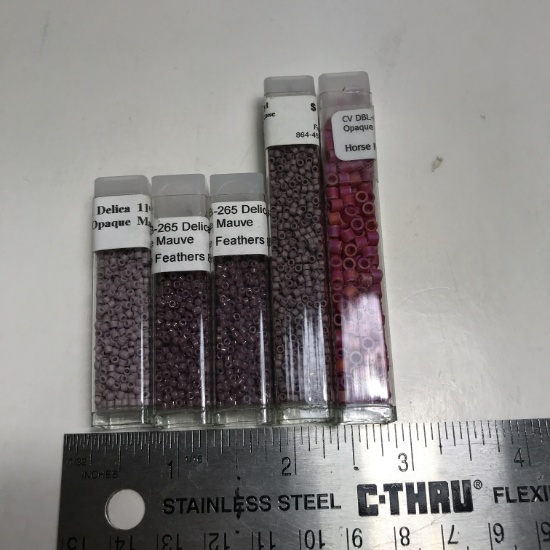 Lot of Opaque Mauve: Matte Metallic Old Rose: Matte Opaque Mauve: Opaque Red AB Beads  