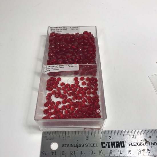 Glass Abacus ruby Beads 6mm:8mm