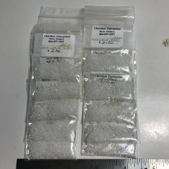 10 Bags - 200 Count - 2mm - White Pearls