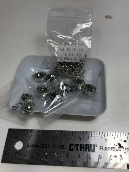 Green Round Magnetic Clasps: Bag of Silver Clasps