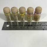Three Jars of Lime AB, Two Jars of Yellow Gold AB Beads