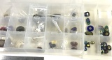 Lot of Misc Specialty Buttons/Dichroic Buttons in Plastic Organizer