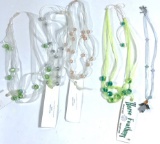 Lot of Five Hand Crafted Ribbon Necklaces