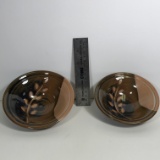 Pair of Brown Pottery Bowls