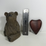 Hand Carved Bear and Heart