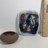 Pottery Bowl and Plate Signed on Bottom