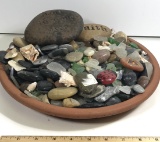 Bowl of Carved and Misc Collectible Stones