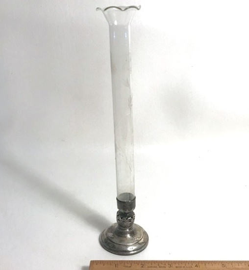 Glass Bud Vase with Weighted Sterling Base