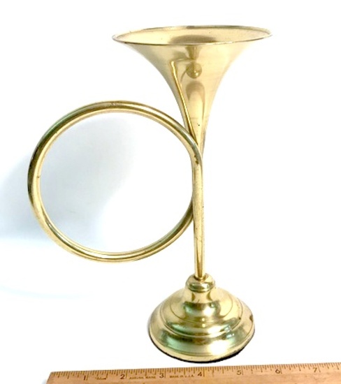 Brass Bugle Shaped Candle Stick Holder