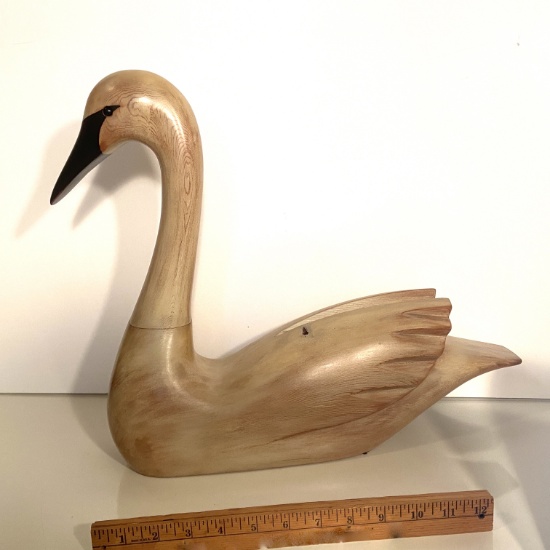 Large Wooden Decorative Swan