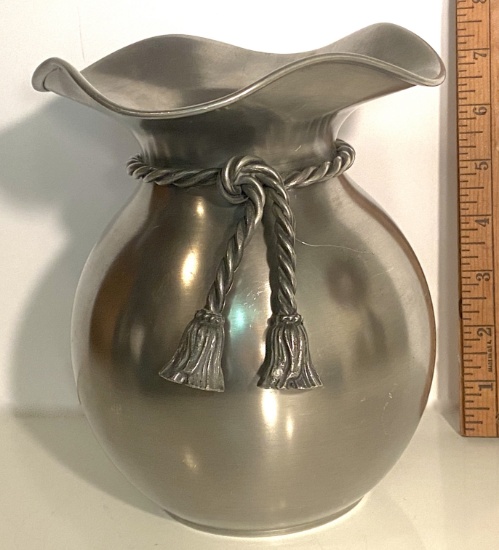 Metal Jean Goardere France Vase with Rope