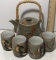 Oriental Tea Pot with 4 Cups