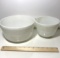 Pair of Vintage White Pyrex Mixing Bowls - One with Spout