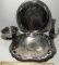 Silver Plated Lot:  Serving Trays, Bowl, and Vase