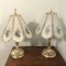 Two Touch Lamps with Glass Shades & Brass Finish