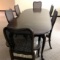 Vintage Mahogany Dining Table with 6 Cane Back Chairs with Upholstered Seats