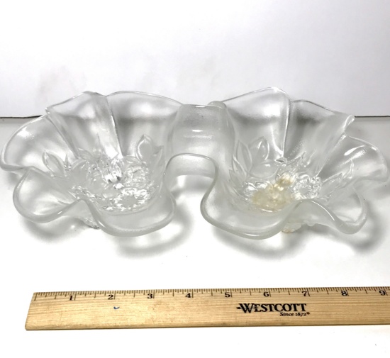 Glass Flower Double Bowl