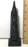 Hand Carved Black Tribal Totem Pole