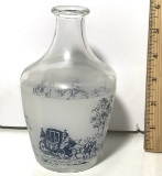 Glass Vase with Horse & Wagon Scene Made in France