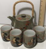 Oriental Tea Pot with 4 Cups