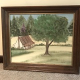 Vintage Farm House Original Painting Signed Vickie Tow