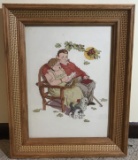 Pretty Handmade Embroidered Framed Picture   