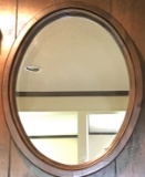 Oval Mirror with Wooden Frame