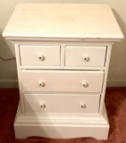 White Wooden 4 Drawer Night Stand   