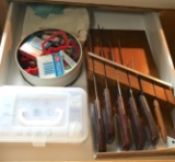 Drawer Lot: Knife Set, Cookie Cutters & Misc