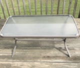Metal Glass-Top Outdoor Coffee Table 