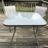 Outdoor Glass Table with Two Chairs   