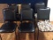 Lot of 6 Chairs, 4 Black Vinyl, 2 Upholstered