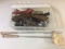 Container of Assorted Stainless Steel Silverware and Vintage Grill Tools