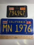Lot of 2 California License Plates