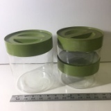 Set of 3 Pyrex Glass and Avocado Canisters