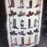 Western Blanket with Cowboy Boots and Hats