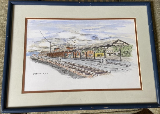 1982 Wm. Hurley Greenville “Train Depot” Framed Print