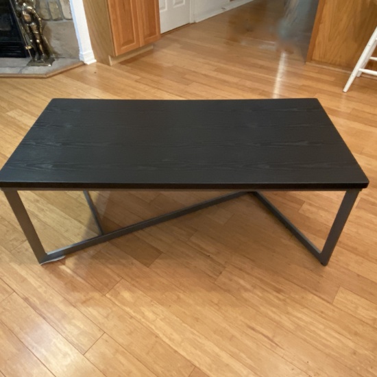 Modern Coffee Table with Black Top & Metal Legs