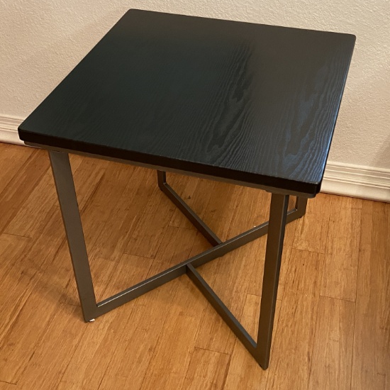 Modern Side Table with Black Top & Metal Legs