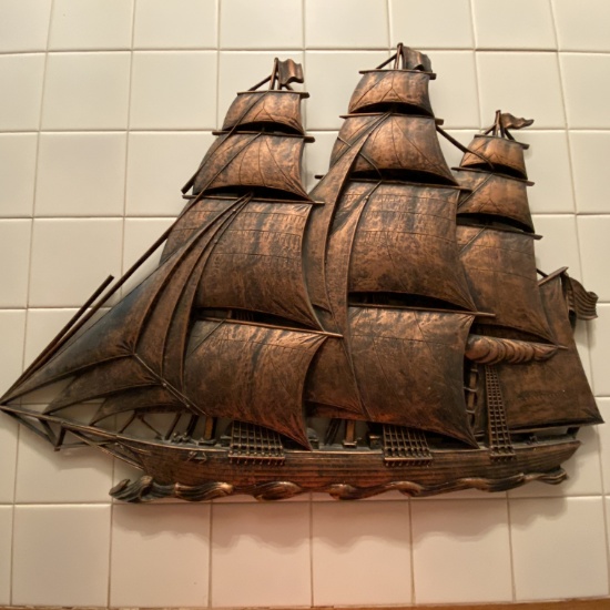 Vintage Molded Resin Ship Wall Decor