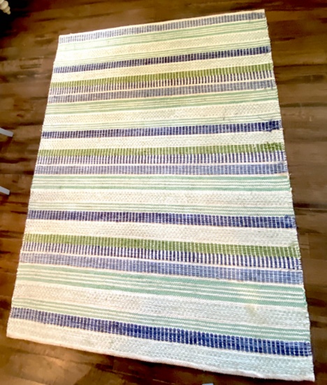 Pretty Green & Blue 5’ x 7’ Area Rug Made in India