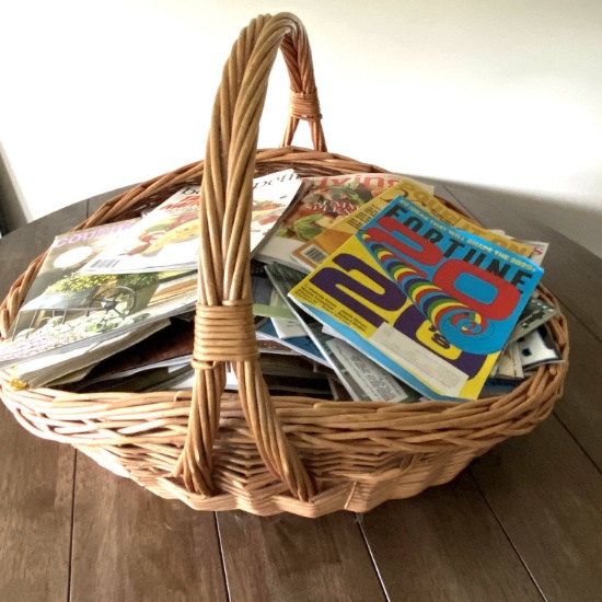 Large Basket Full of Misc Magazines