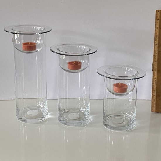 Set of 3 Glass Candle Holders